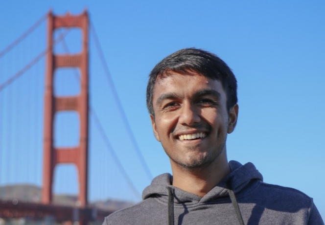 Viren Joopelli in front of the Golden Gate Bridge